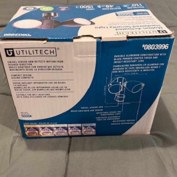 Utilitech Motion-Activated Hardwired Security Light New In Box - Picture 2 of 4